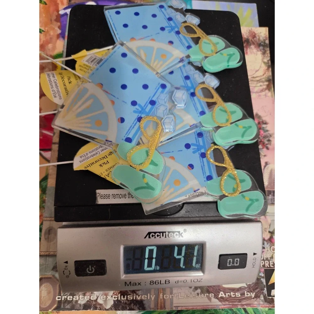 Ashland Summer Blue Swim Trunks Flip Flops Floral Stems Decorative Picks Set